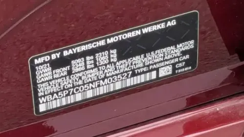 2022 BMW 3 Series WBA5P7C05NFM03527