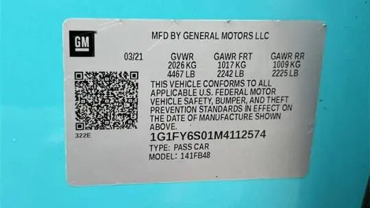 2021 Chevrolet Bolt 1G1FY6S01M4112574