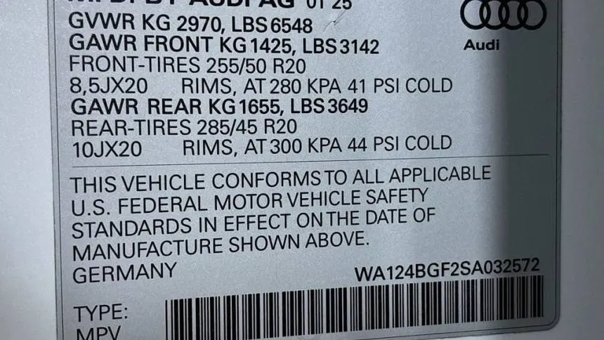 2025 Audi Q6 e-tron WA124BGF2SA032572