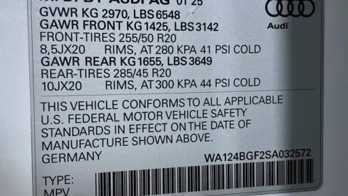 2025 Audi Q6 e-tron WA124BGF2SA032572