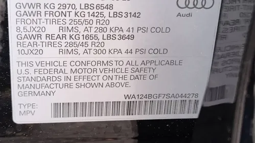 2025 Audi Q6 e-tron WA124BGF7SA044278