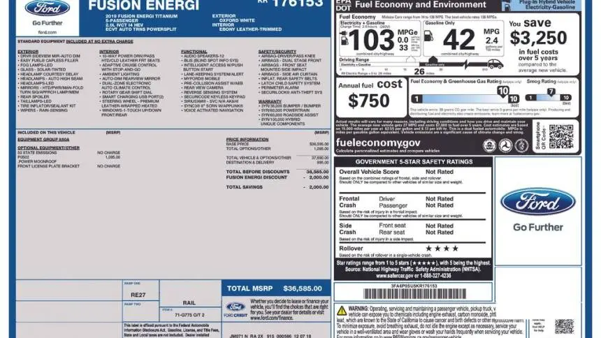 2019 Ford Fusion Energi 3FA6P0SU5KR176153