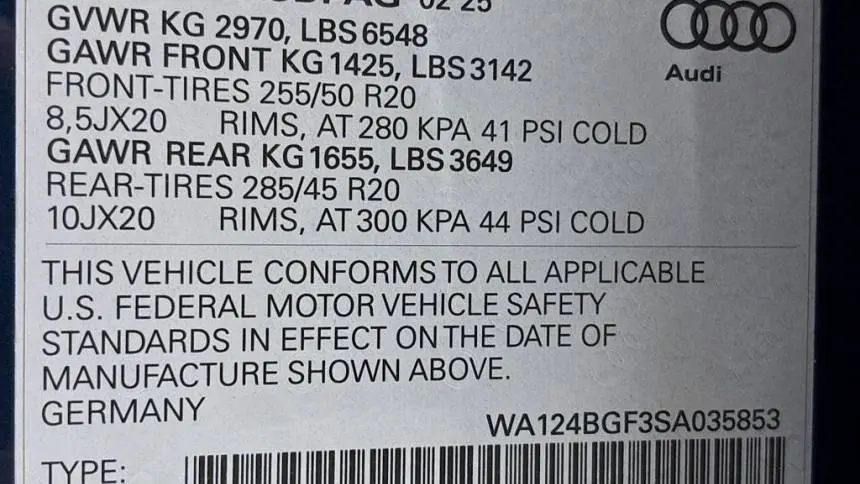 2025 Audi Q6 e-tron WA124BGF3SA035853