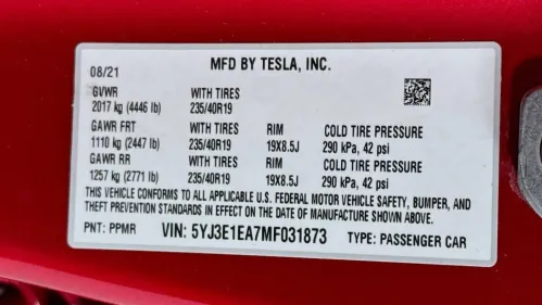 2021 Tesla Model 3 5YJ3E1EA7MF031873
