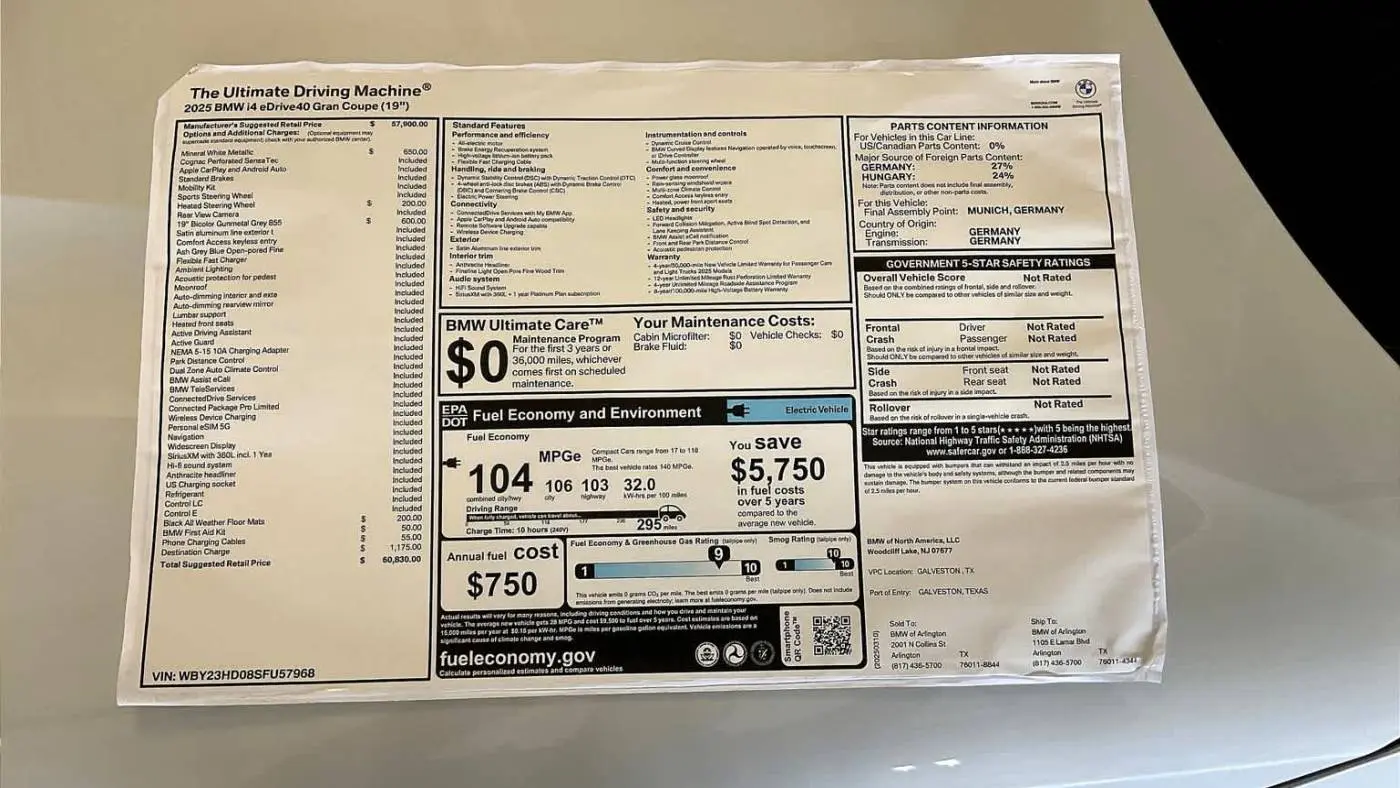 2025 BMW i4 WBY23HD08SFU57968