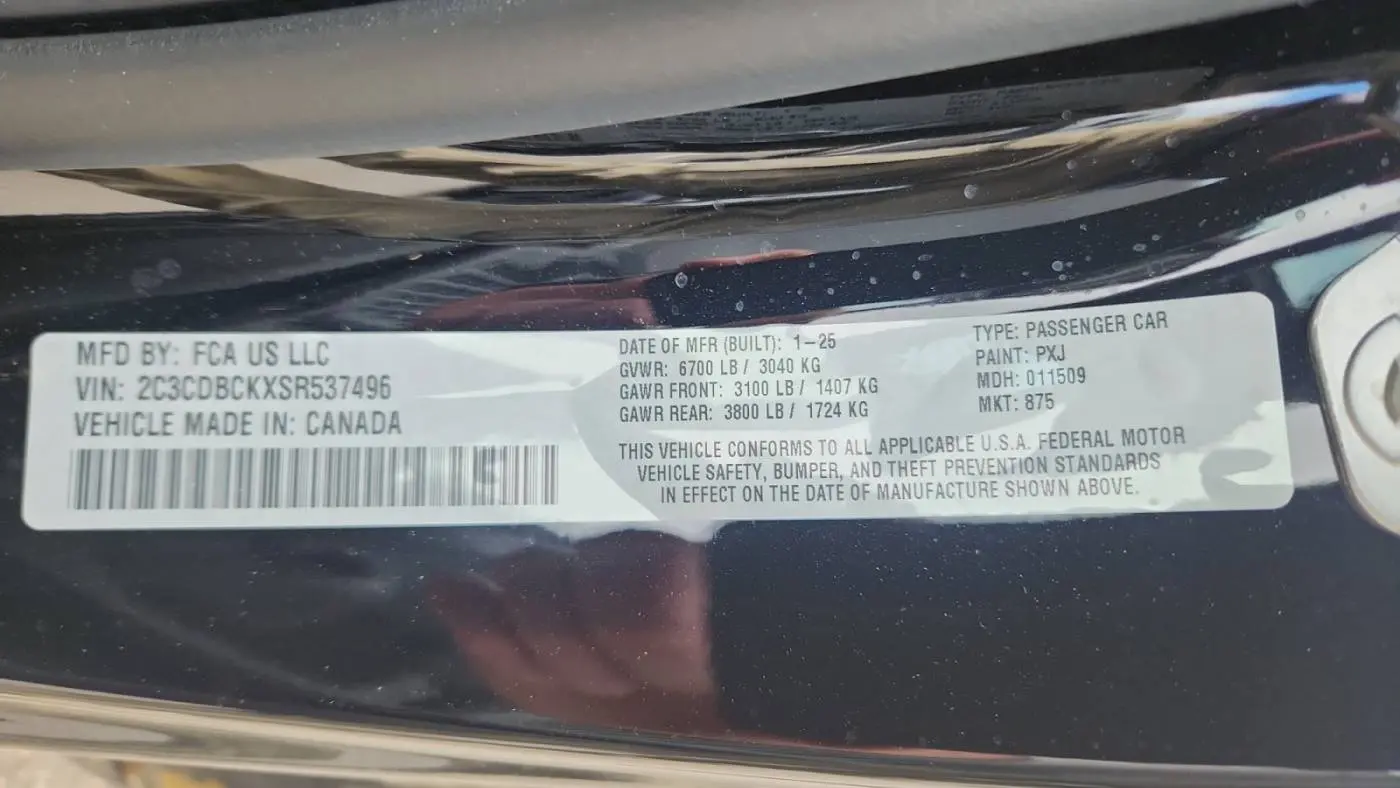 2025 Dodge Charger Daytona 2C3CDBCKXSR537496