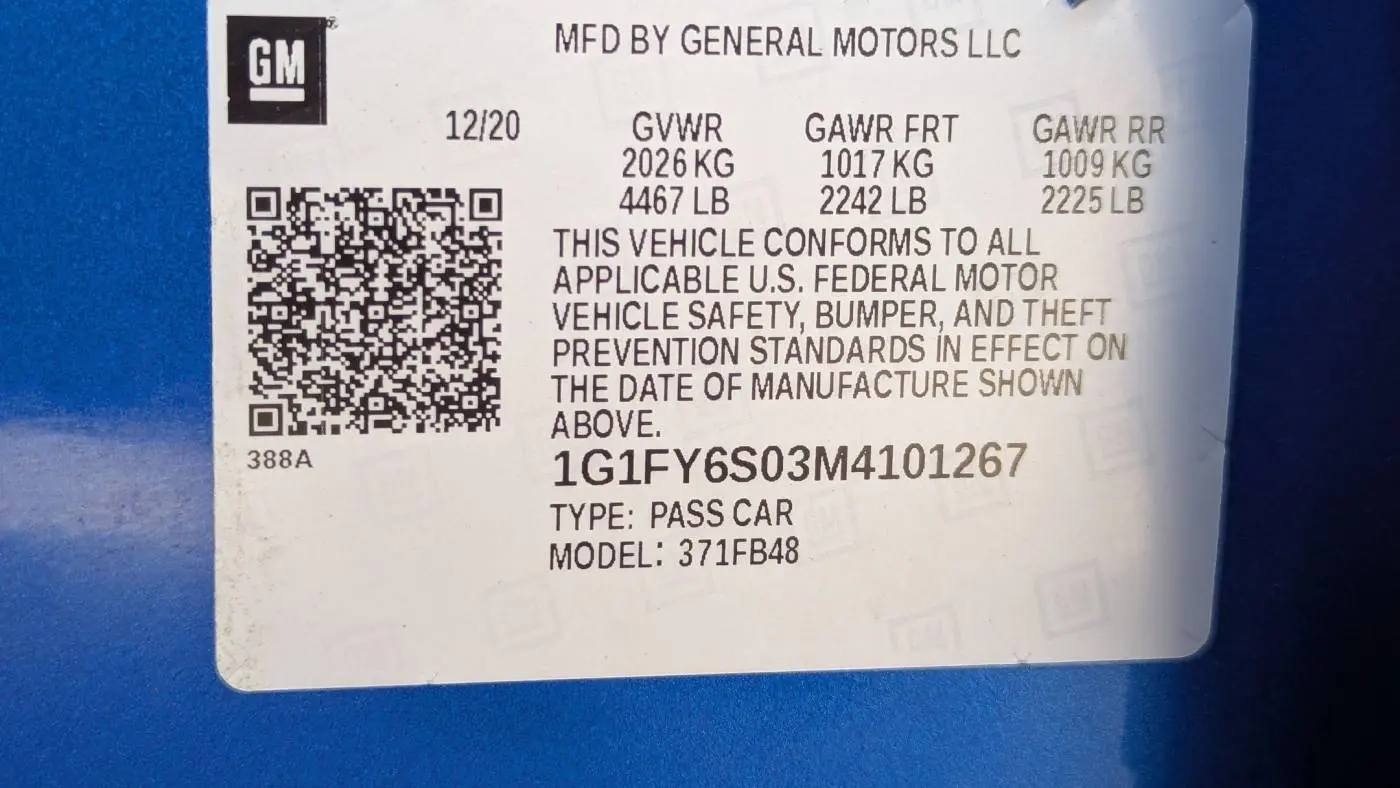 2021 Chevrolet Bolt 1G1FY6S03M4101267