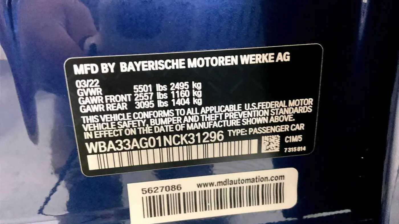 2022 BMW 5 Series WBA33AG01NCK31296