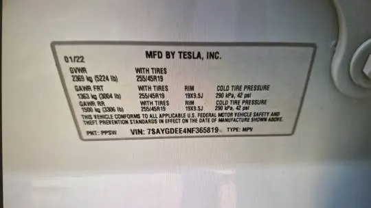 2022 Tesla Model Y 7SAYGDEE4NF365819