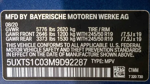2021 BMW X3 5UXTS1C03M9D92287