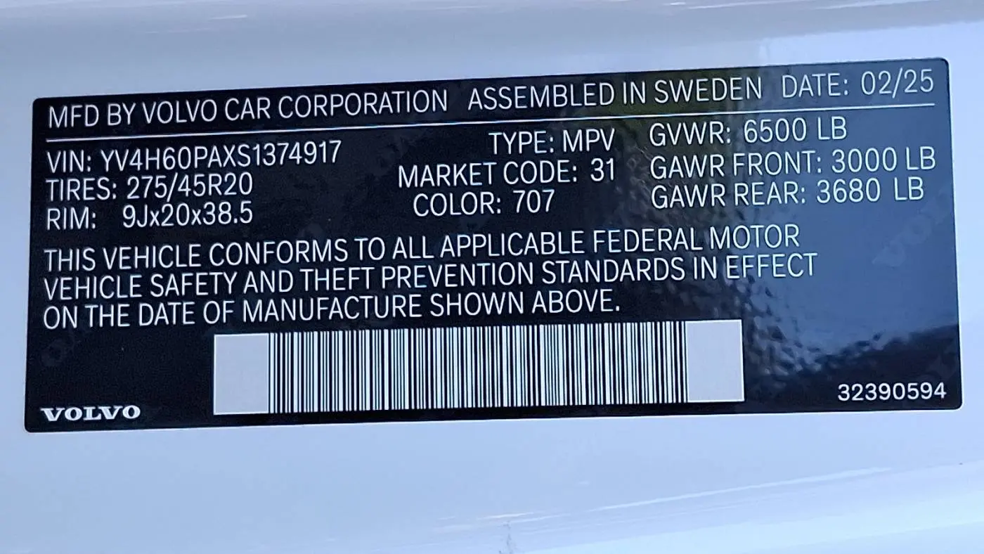 2025 Volvo XC90 YV4H60PAXS1374917