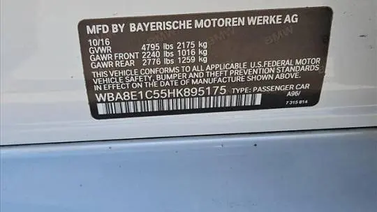 2017 BMW 3 Series WBA8E1C55HK895175