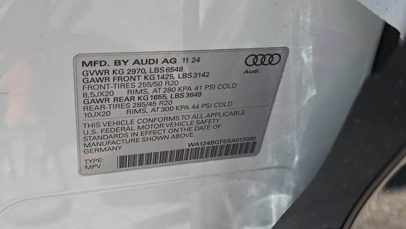 2025 Audi Q6 e-tron WA124BGF5SA017080