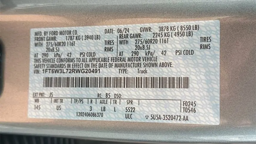 2024 Ford F-150 Lightning 1FT6W3L72RWG20491