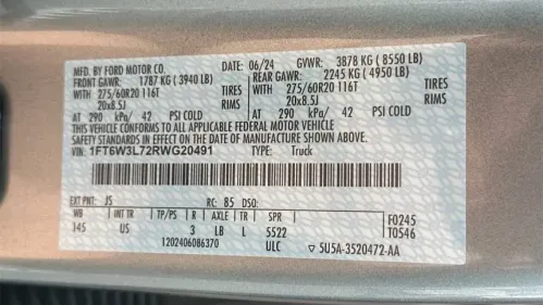 2024 Ford F-150 Lightning 1FT6W3L72RWG20491