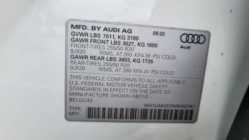 2021 Audi e-tron WA1LAAGEXMB002747