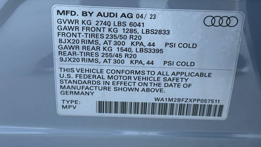 2023 Audi Q4 e-tron WA1M2BFZXPP057511