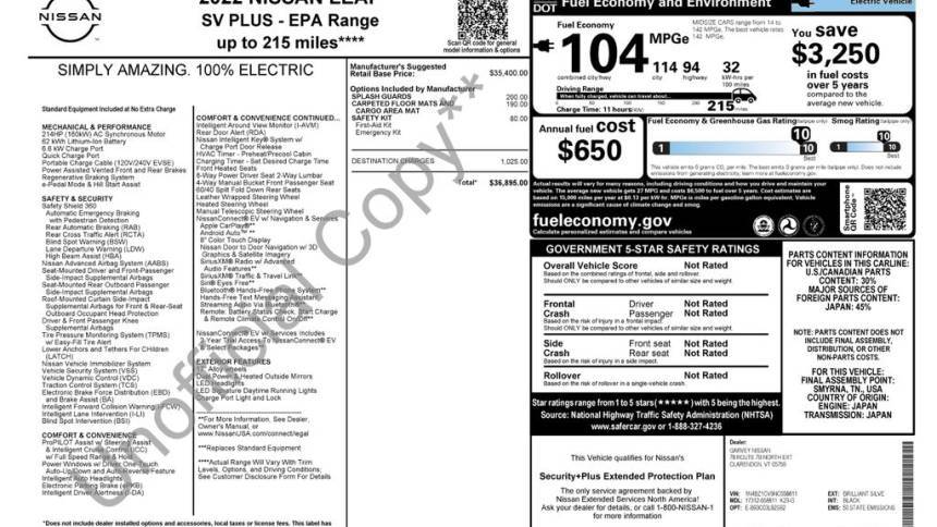 2022 Nissan LEAF 1N4BZ1CV9NC558811