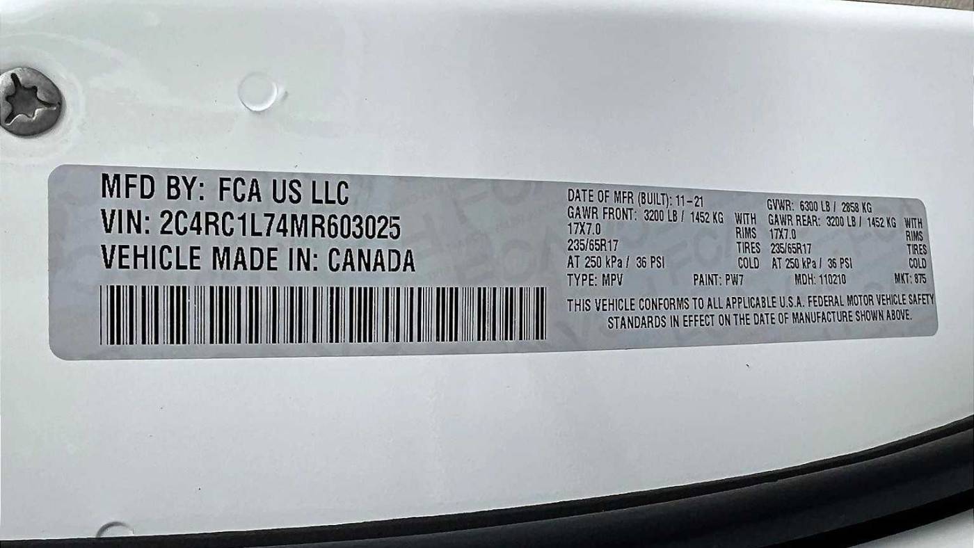 2021 Chrysler Pacifica 2C4RC1L74MR603025
