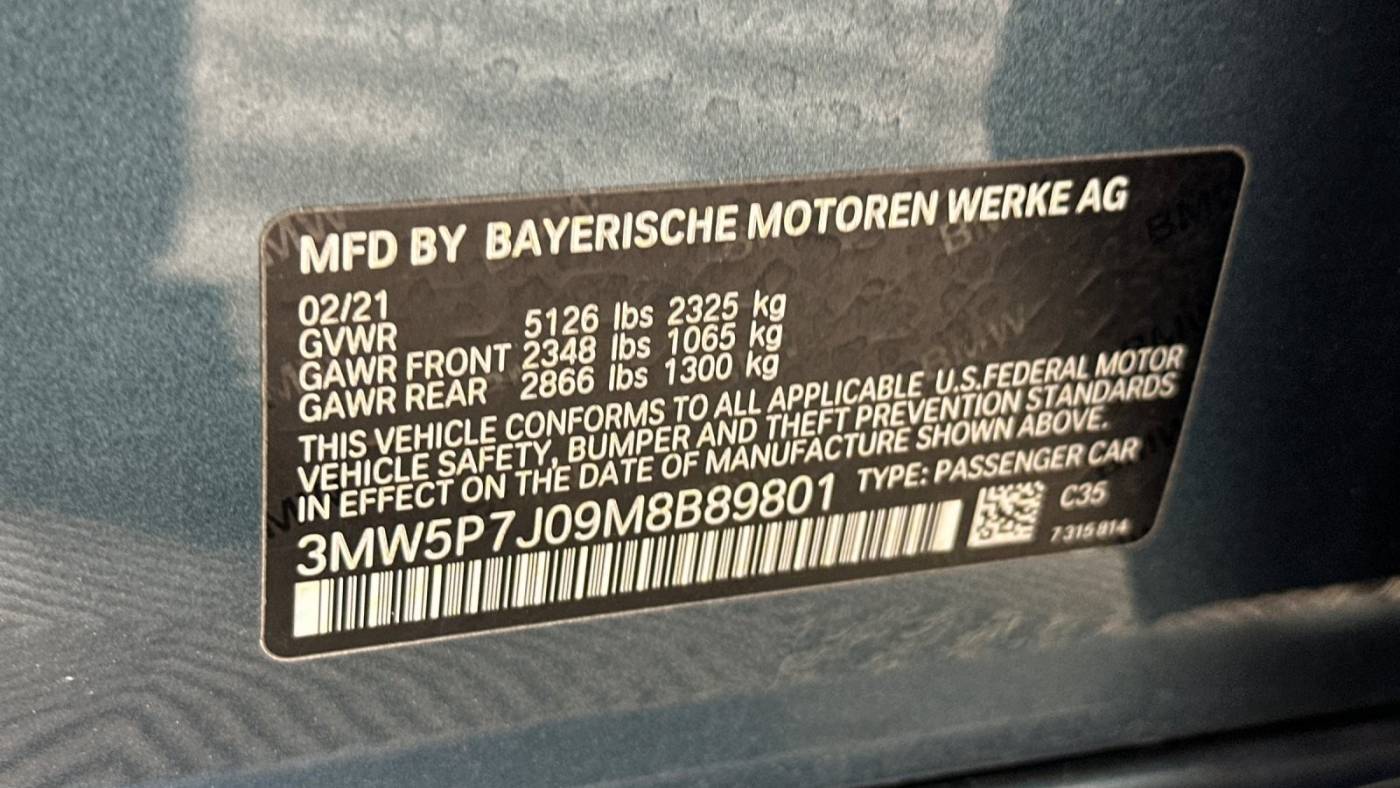 2021 BMW 3 Series 3MW5P7J09M8B89801