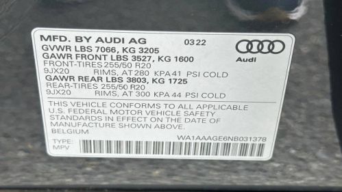 2022 Audi e-tron WA1AAAGE6NB031378