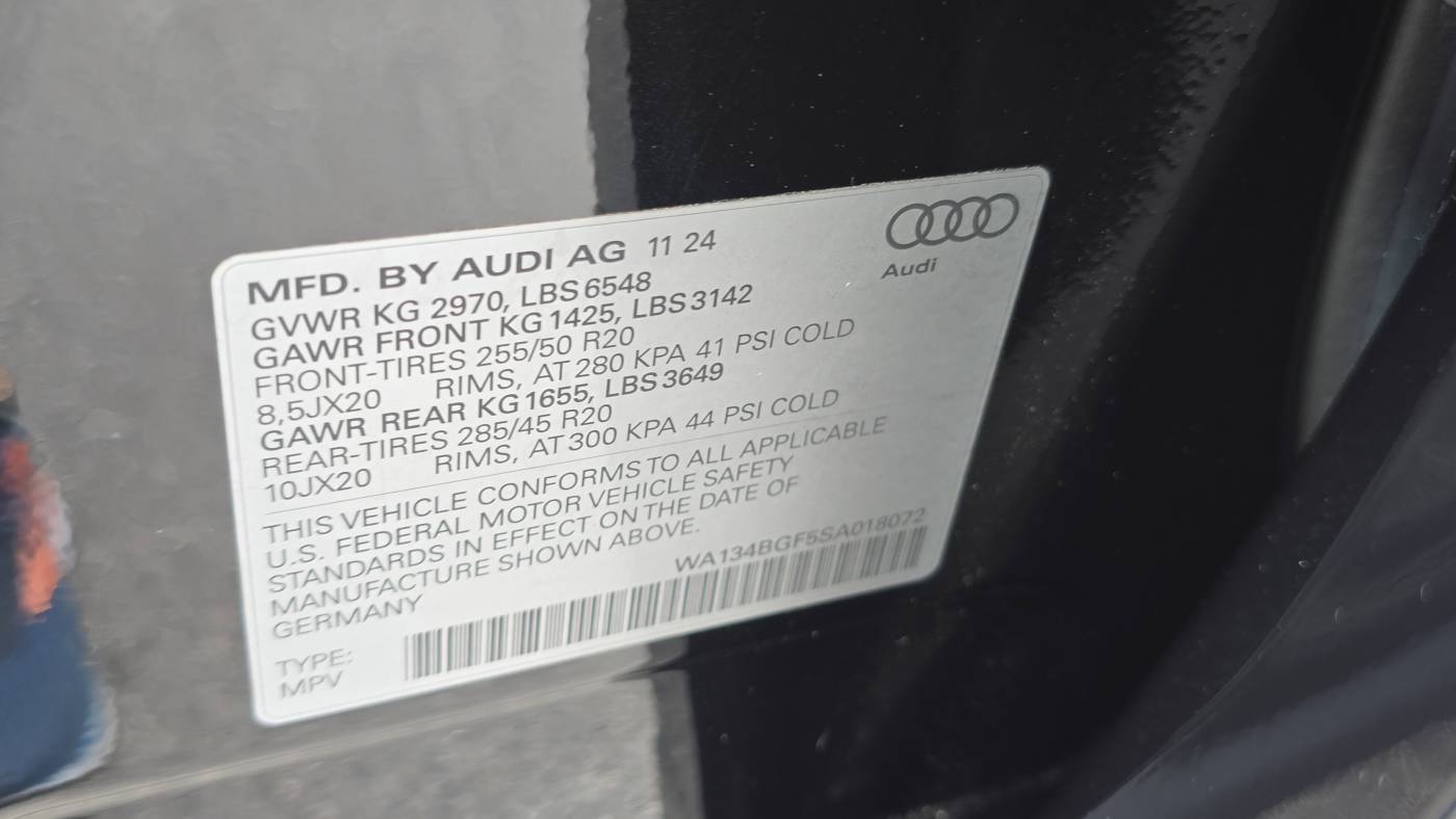 2025 Audi Q6 e-tron WA134BGF5SA018072
