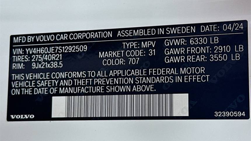 2025 Volvo XC90 YV4H60JE7S1292509