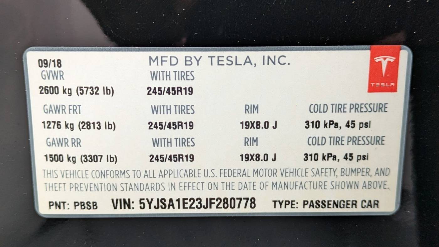 2018 Tesla Model S 5YJSA1E23JF280778