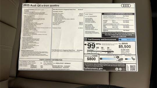 2025 Audi Q6 e-tron WA114BGF0SA026720