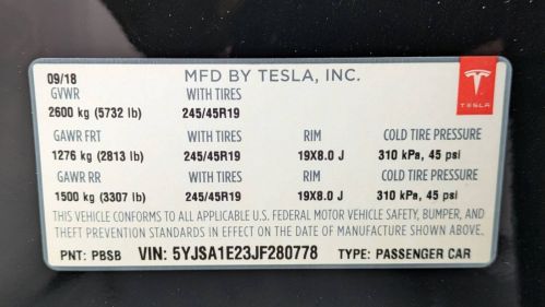 2018 Tesla Model S 5YJSA1E23JF280778