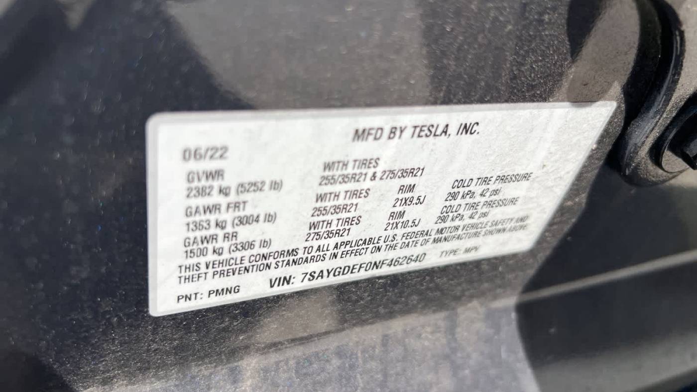 2022 Tesla Model Y 7SAYGDEF0NF462640