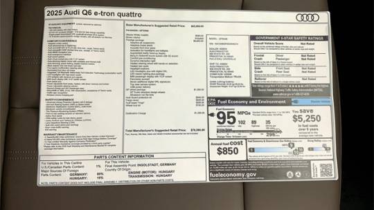 2025 Audi Q6 e-tron WA134BGF8SA044214