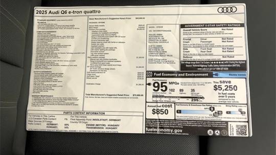 2025 Audi Q6 e-tron WA124BGFXSA024543