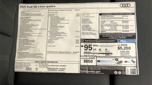 2025 Audi Q6 e-tron WA124BGFXSA024543
