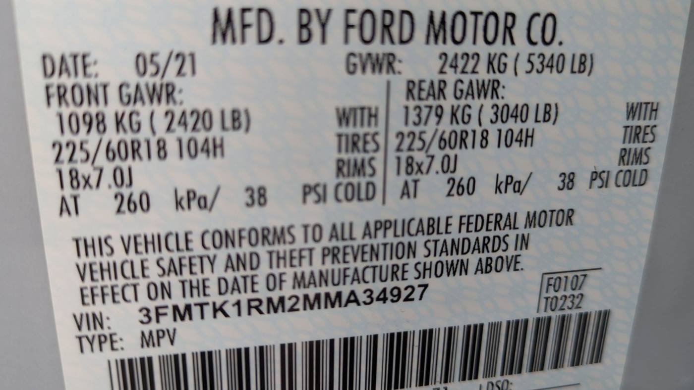 2021 Ford Mustang Mach E 3FMTK1RM2MMA34927