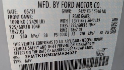 2021 Ford Mustang Mach E 3FMTK1RM2MMA34927