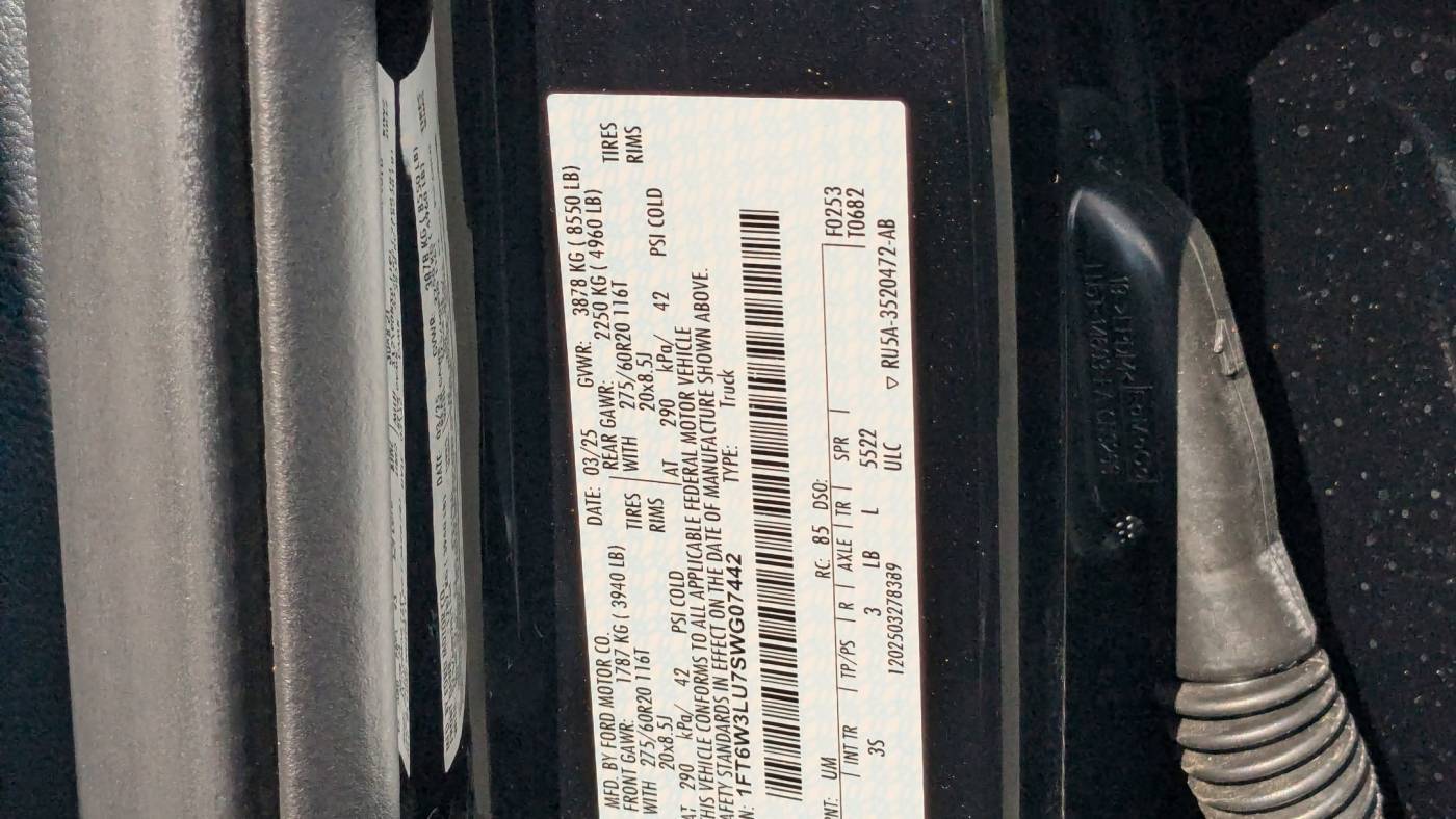 2025 Ford F-150 Lightning 1FT6W3LU7SWG07442