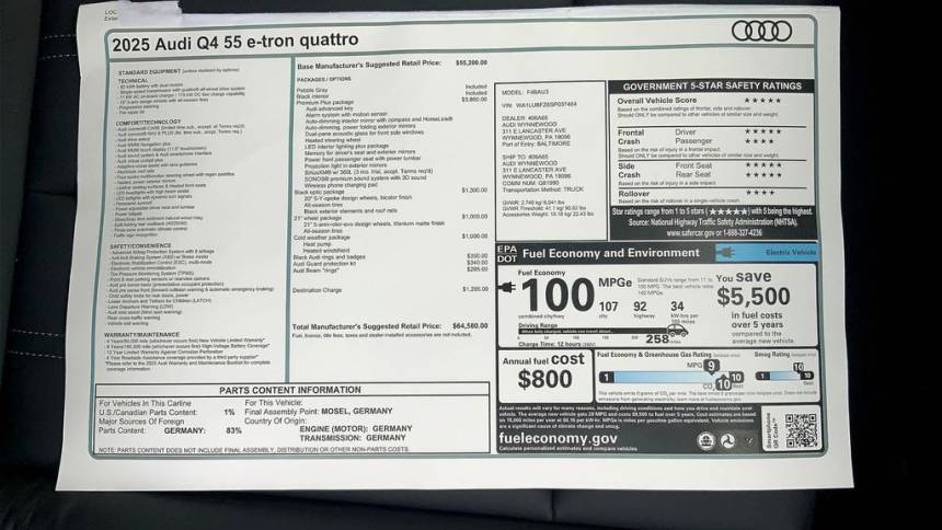 2025 Audi Q4 e-tron WA1LUBFZ6SP037464