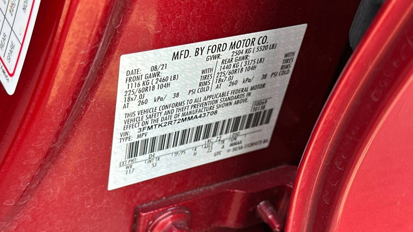 2021 Ford Mustang Mach E 3FMTK2R72MMA43708
