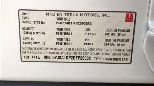 2013 Tesla Model S 5YJSA1DP2DFP20538