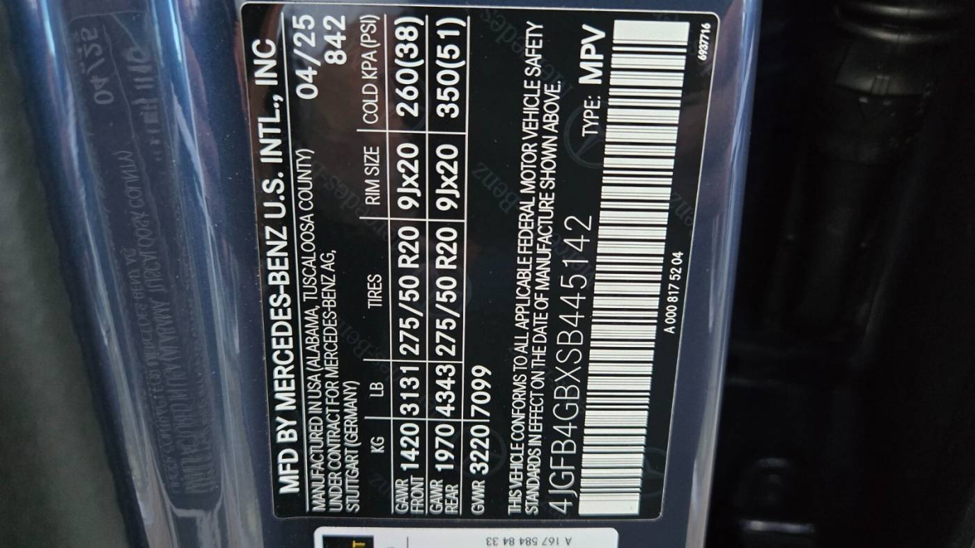 2025 Mercedes GLE 4JGFB4GBXSB445142
