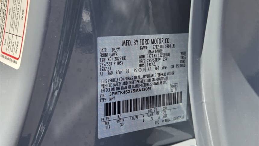 2025 Ford Mustang Mach E 3FMTK4SX7SMA13669