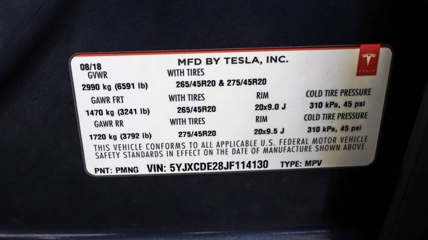 2018 Tesla Model X 5YJXCDE28JF114130