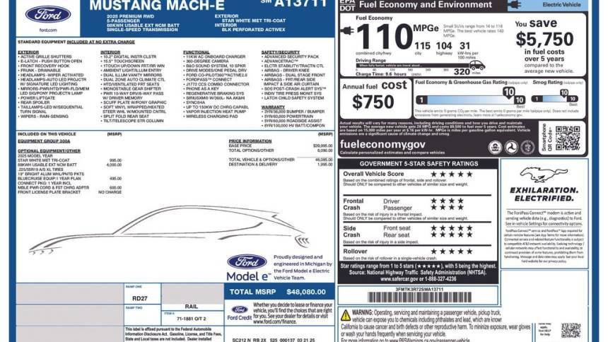 2025 Ford Mustang Mach E 3FMTK3R72SMA13711