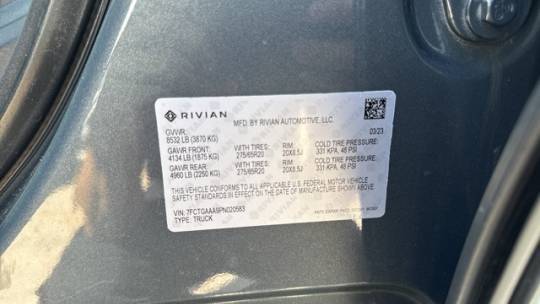 2023 Rivian R1T 7FCTGAAA9PN020583