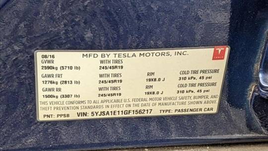 2016 Tesla Model S 5YJSA1E11GF156217