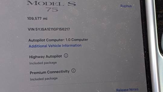 2016 Tesla Model S 5YJSA1E11GF156217