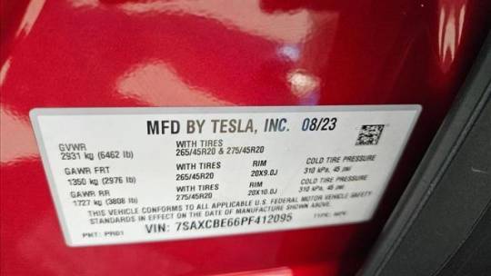 2023 Tesla Model X 7SAXCBE66PF412095