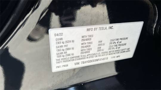 2022 Tesla Model Y 7SAYGDEE8NF414519