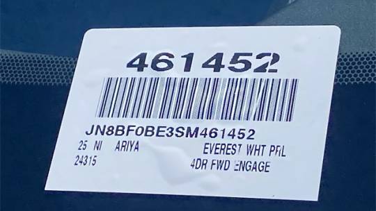 2025 Nissan Ariya JN8BF0BE3SM461452